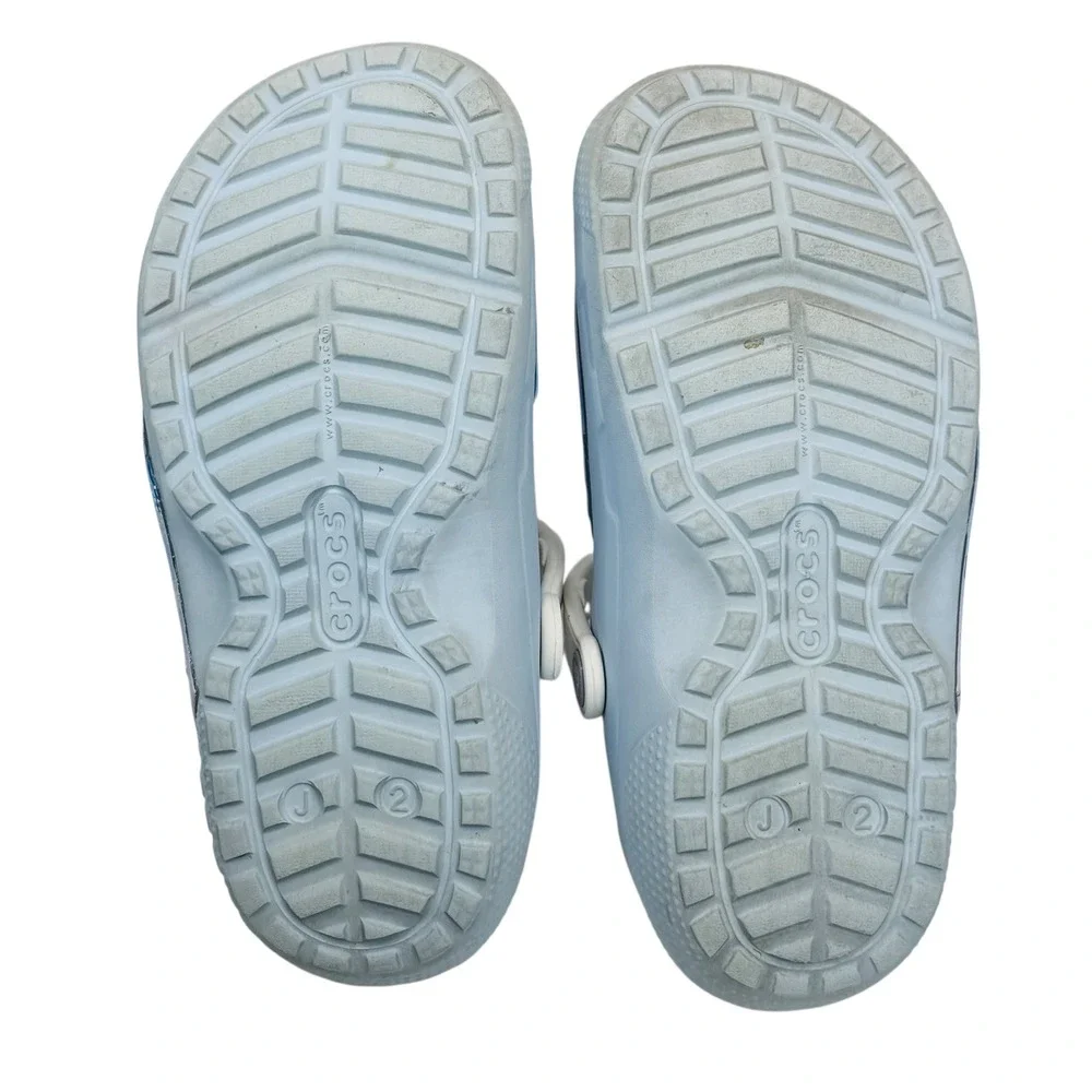 Disney Frozen Crocs J2 Kids Fuzzy Lined Clogs Elsa Blue Slip-On Winter Shoes‎